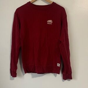 Roots Maroon Red Crewneck Sweater Woman’s Oversized XS
